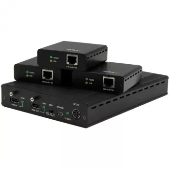 „StarTech.com“ 3 prievadų HDBaseT praplėtimo rinkinys su 3 imtuvais – 1x3 HDMI per CAT5e skirstytuvas – iki 4K