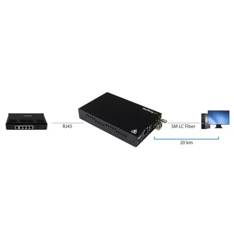 StarTech.com Gigabit Ethernet varinių į šviesolaidį keitiklis - SM LC - 20 km