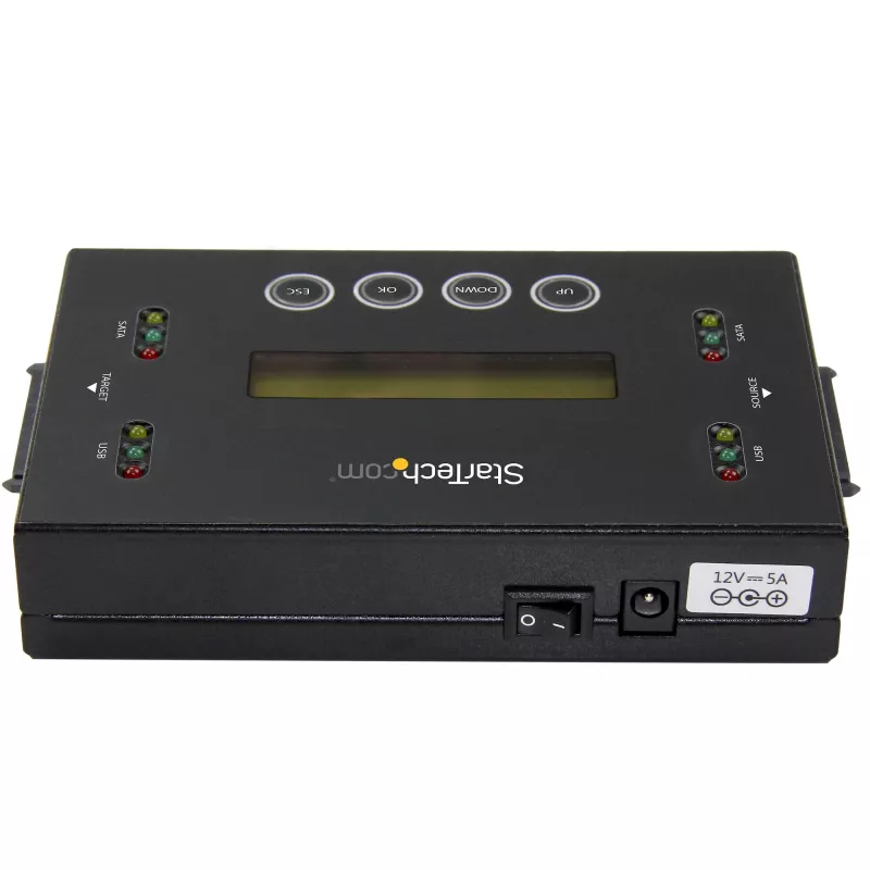 Startech.com SU2DUPERA11 – 1:1 autonominis kietojo disko kopijavimo ir trynimo įrenginys, USB atmintukų ir SATA HDD/SSD klonavimo bei trynimo įrenginys, LCD ekranas, TAA atitiktis, nepriklausomas nuo OS