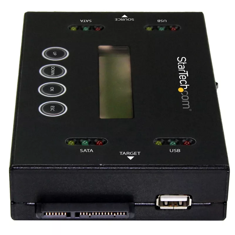 Startech.com SU2DUPERA11 – 1:1 autonominis kietojo disko kopijavimo ir trynimo įrenginys, USB atmintukų ir SATA HDD/SSD klonavimo bei trynimo įrenginys, LCD ekranas, TAA atitiktis, nepriklausomas nuo OS