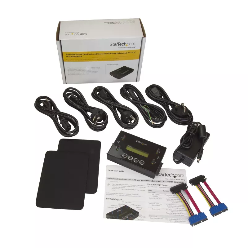 Startech.com SU2DUPERA11 – 1:1 autonominis kietojo disko kopijavimo ir trynimo įrenginys, USB atmintukų ir SATA HDD/SSD klonavimo bei trynimo įrenginys, LCD ekranas, TAA atitiktis, nepriklausomas nuo OS