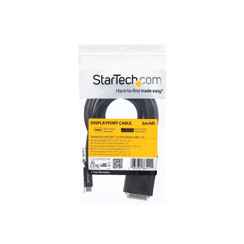 StarTech.com 2 m USB-C į DVI laidas - 1920 x 1200 - juodas