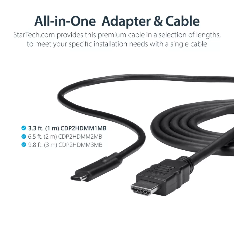 StarTech.com 3 pėdų (1 m) USB C į HDMI kabelis - 4K 30Hz USB Type-C į HDMI vaizdo keitiklis - USB-C DP Alt režimo į HDMI monitoriaus adapterio laidas - suderinamas su Thunderbolt