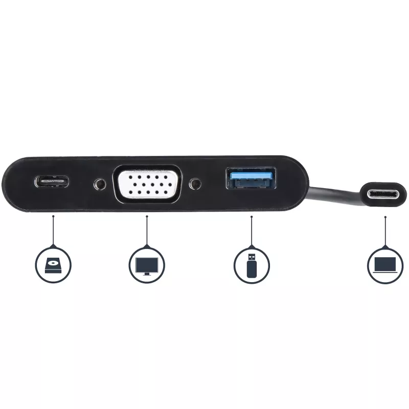 StarTech.com USB-C VGA kelių prievadų adapteris - USB 3.0 prievadas - 60W PD