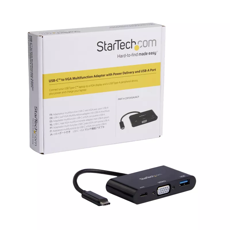 StarTech.com USB-C VGA kelių prievadų adapteris - USB 3.0 prievadas - 60W PD