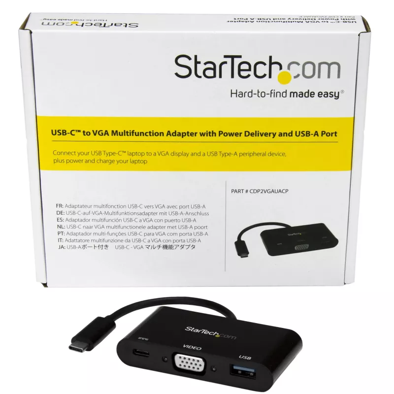 StarTech.com USB-C VGA kelių prievadų adapteris - USB 3.0 prievadas - 60W PD