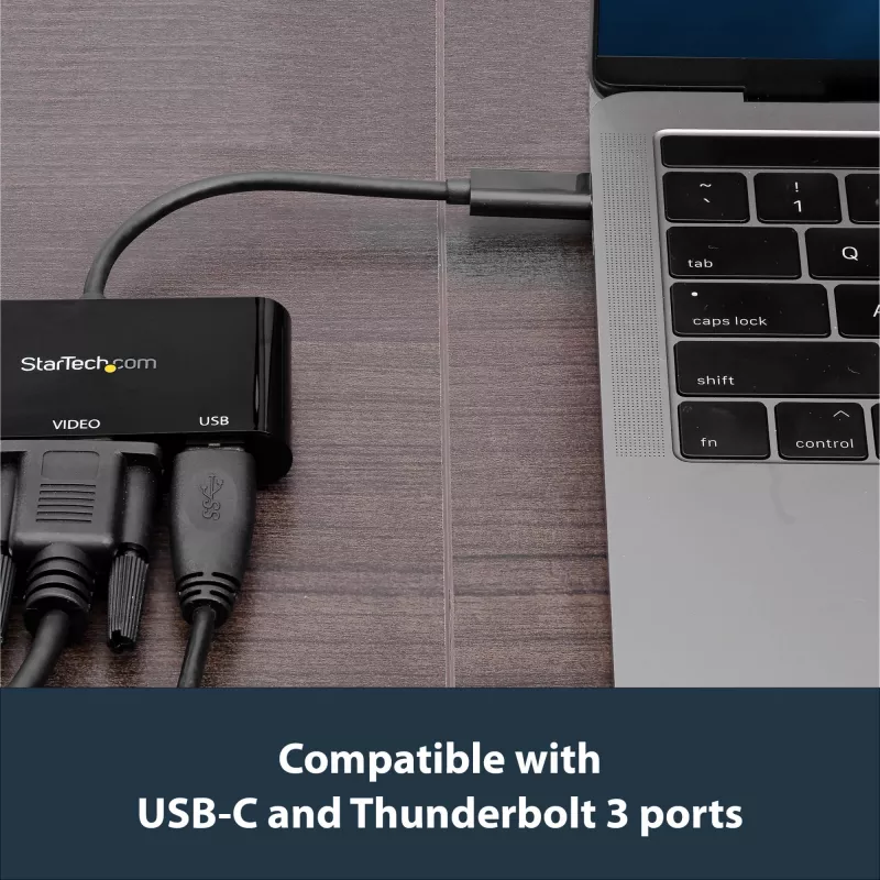 StarTech.com USB-C VGA kelių prievadų adapteris - USB 3.0 prievadas - 60W PD