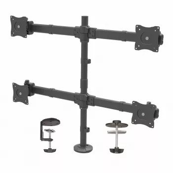 StarTech.com ARMQUAD stalinis keturių monitorių laikiklis - ergonomiškas VESA 4 monitorių tvirtinimas 2x2 iki 27 colių - sukamas ir reguliuojamo aukščio stovo laikiklis - pakreipimas/pasukimas/rotacija LCD/LED ekranams - spaustuvinis/įpjovos tvirtinimas