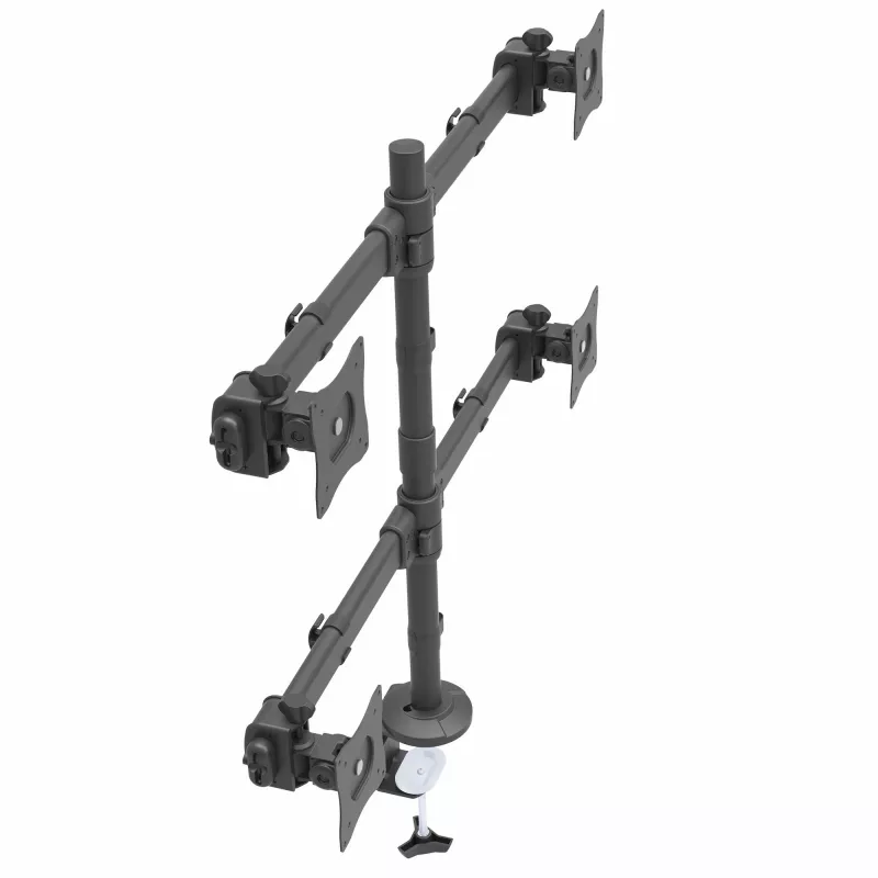 StarTech.com ARMQUAD stalinis keturių monitorių laikiklis - ergonomiškas VESA 4 monitorių tvirtinimas 2x2 iki 27 colių - sukamas ir reguliuojamo aukščio stovo laikiklis - pakreipimas/pasukimas/rotacija LCD/LED ekranams - spaustuvinis/įpjovos tvirtinimas