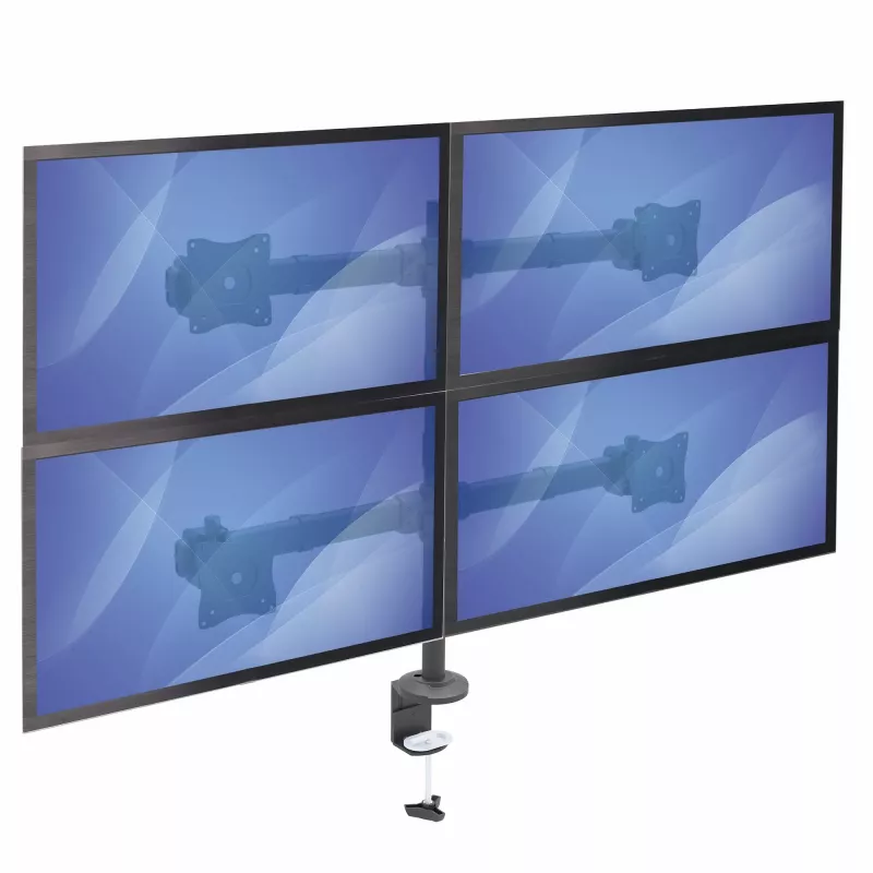 StarTech.com ARMQUAD stalinis keturių monitorių laikiklis - ergonomiškas VESA 4 monitorių tvirtinimas 2x2 iki 27 colių - sukamas ir reguliuojamo aukščio stovo laikiklis - pakreipimas/pasukimas/rotacija LCD/LED ekranams - spaustuvinis/įpjovos tvirtinimas
