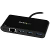 StarTech.com 3 prievadų USB-C šakotuvas su Gigabit Ethernet ir 60 W Power Delivery praėjimu nešiojamojo kompiuterio įkrovimui – USB-C į 3x USB-A (USB 3.0 SuperSpeed 5 Gbps) – USB 3.2 Gen 1 Type-C adapterio šakotuvas