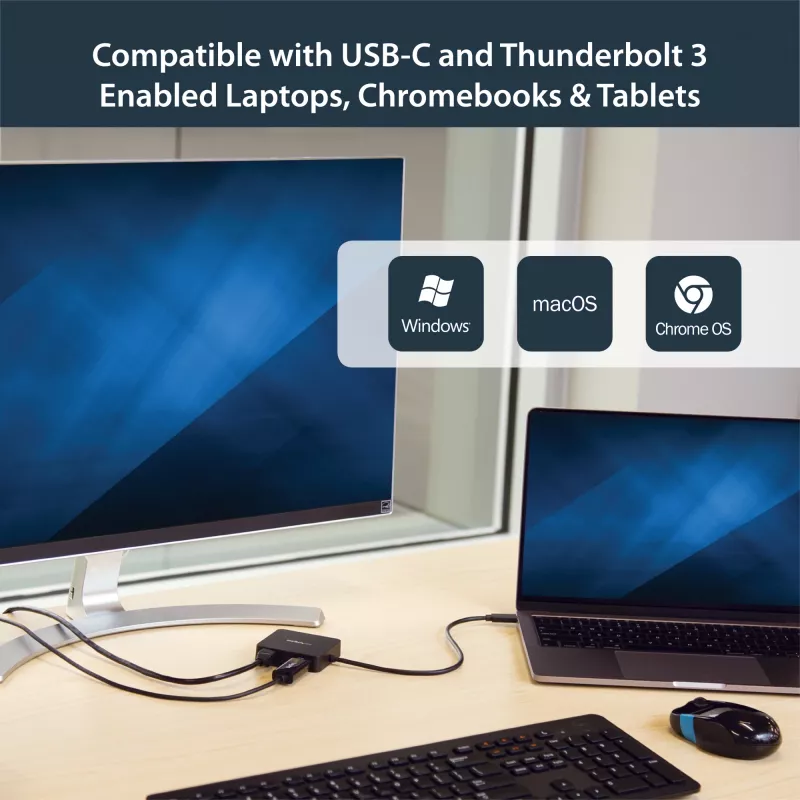 StarTech.com USB-C kelių prievadų adapteris – nešiojamas USB-C mini dokas 4K HDMI vaizdui, Gigabit Ethernet, USB 3.0 šakotuvas (1x USB-A, 1x USB-C) – USB Type-C kelių prievadų adapteris, suderinamas su Thunderbolt 3