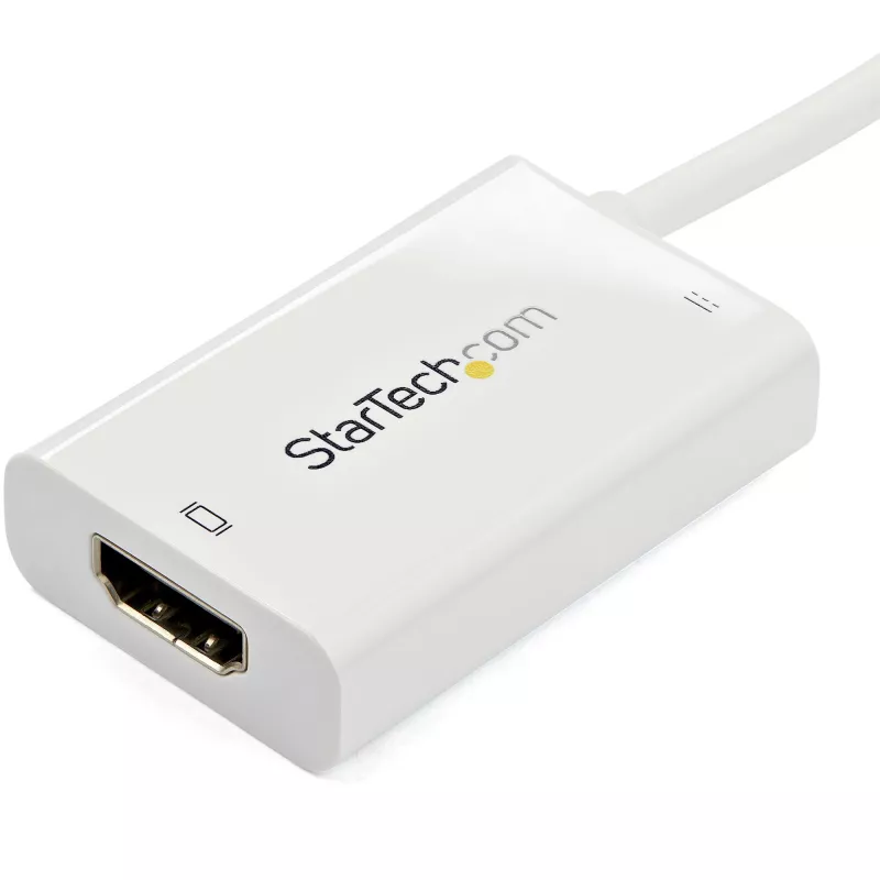 USB-C į HDMI 2.0 adapteris su Power Delivery – 4K 60Hz, 60W įkrovimas, Thunderbolt 3 suderinamas, baltas, StarTech.com