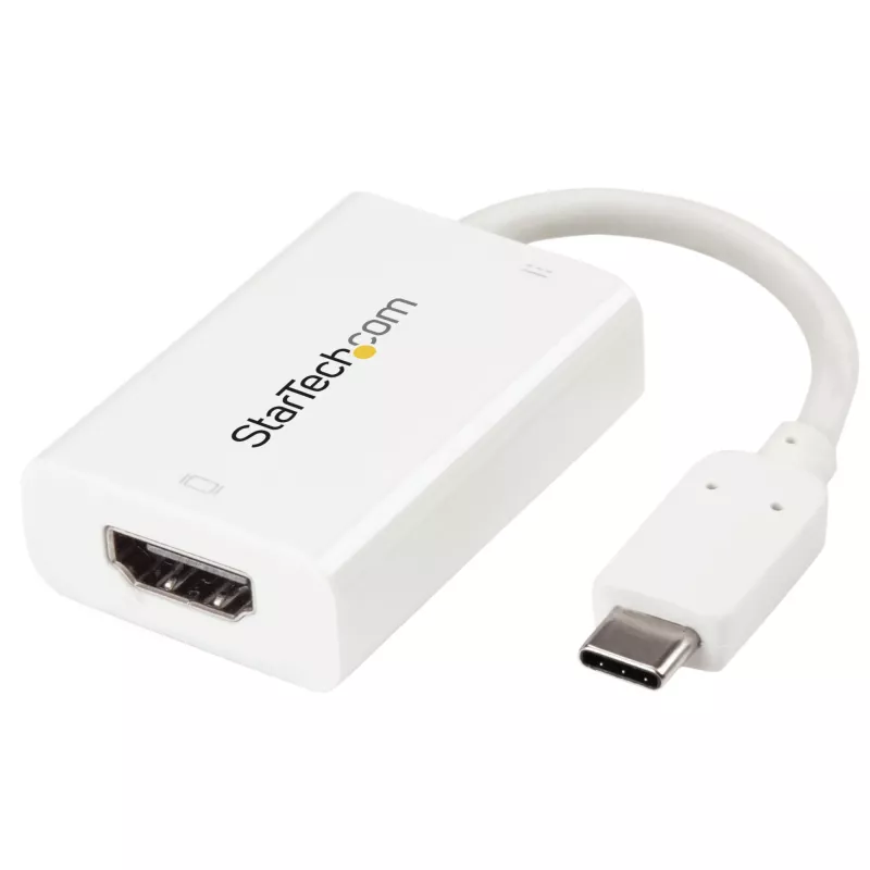 USB-C į HDMI 2.0 adapteris su Power Delivery – 4K 60Hz, 60W įkrovimas, Thunderbolt 3 suderinamas, baltas, StarTech.com