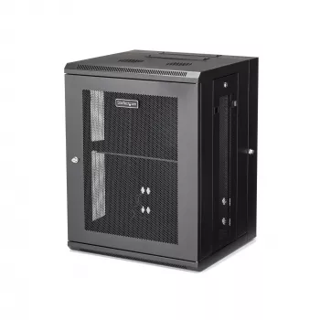 StarTech.com 4-Post 15U sieninis tinklo spintos kabinetas su 1U lentyna, 19 colių vyriais tvirtinamas serverio stovas duomenų / AV / elektronikos / kompiuterių įrangai, lankstus ventiliuojamas korpusas