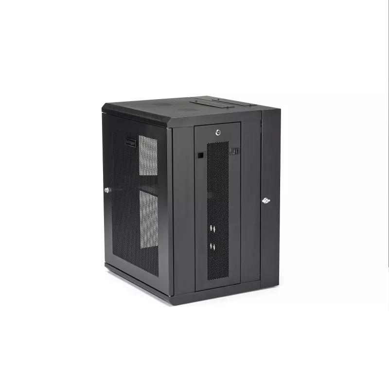 StarTech.com 4-Post 15U sieninis tinklo spintos kabinetas su 1U lentyna, 19 colių vyriais tvirtinamas serverio stovas duomenų / AV / elektronikos / kompiuterių įrangai, lankstus ventiliuojamas korpusas