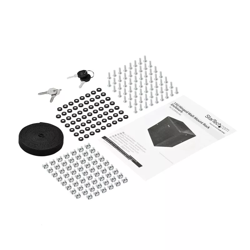 StarTech.com 4-Post 15U sieninis tinklo spintos kabinetas su 1U lentyna, 19 colių vyriais tvirtinamas serverio stovas duomenų / AV / elektronikos / kompiuterių įrangai, lankstus ventiliuojamas korpusas