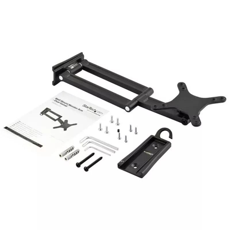 StarTech.com Sieninis monitoriaus laikiklis su dvigubu pasukimu, 15 kg, 33 cm (13 col.), 68,6 cm (27 col.), 75 x 75 mm, 100 x 100 mm, juodas