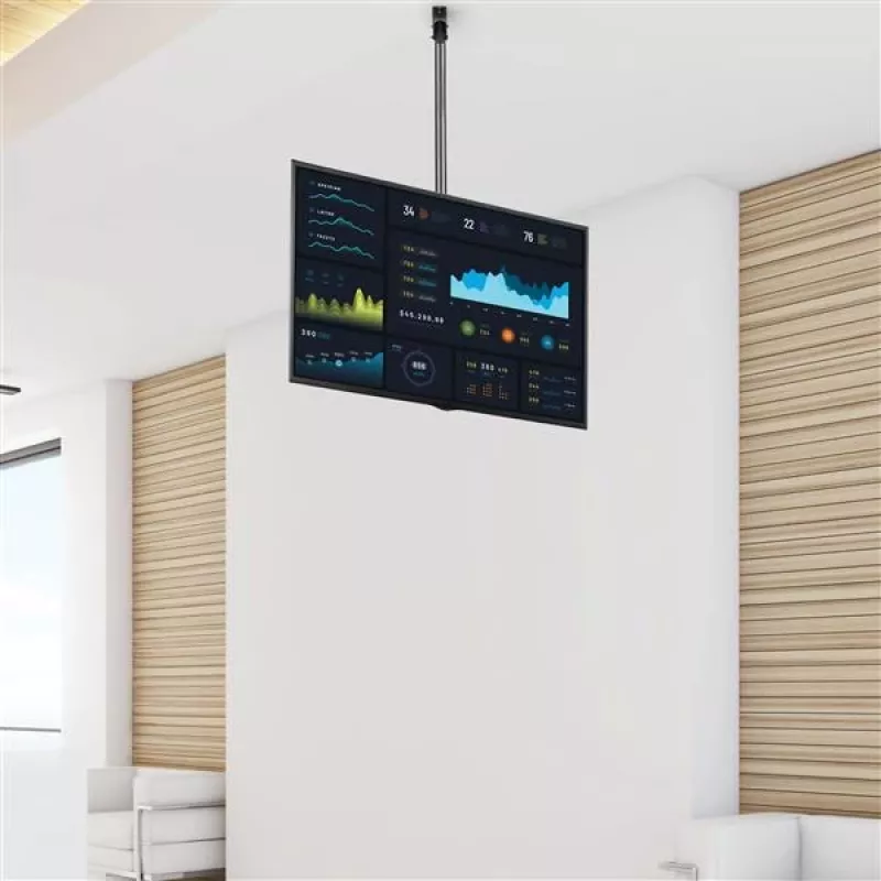 StarTech.com TV lubinis laikiklis – pilno judesio universalus kabinamas vieno ekrano laikiklis su reguliuojamu teleskopiniu strypu – pakreipimas / pasukimas – VESA laikiklis 32”–75 colių ekranams