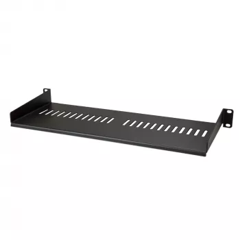 StarTech.com CABSHELF1U7V Vėdinama 1U serverio stelažo lentyna – universali konsolinė padėkla 19 colių tinklo įrangos stovui, plieninė, 20 kg talpa, 17,5 cm gylio, juoda