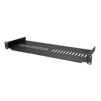 StarTech.com CABSHELF1U7V Vėdinama 1U serverio stelažo lentyna – universali konsolinė padėkla 19 colių tinklo įrangos stovui, plieninė, 20 kg talpa, 17,5 cm gylio, juoda