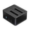 StarTech.com dviejų lizdų USB 3.0 į SATA kietojo disko dokų stotelė, USB kietojo disko dokas, išorinė 2,5/3,5 colio SATA I/II/III SSD/HDD dokų stotelė, karštai keičiami kietojo disko lizdai, įkrovimas iš viršaus