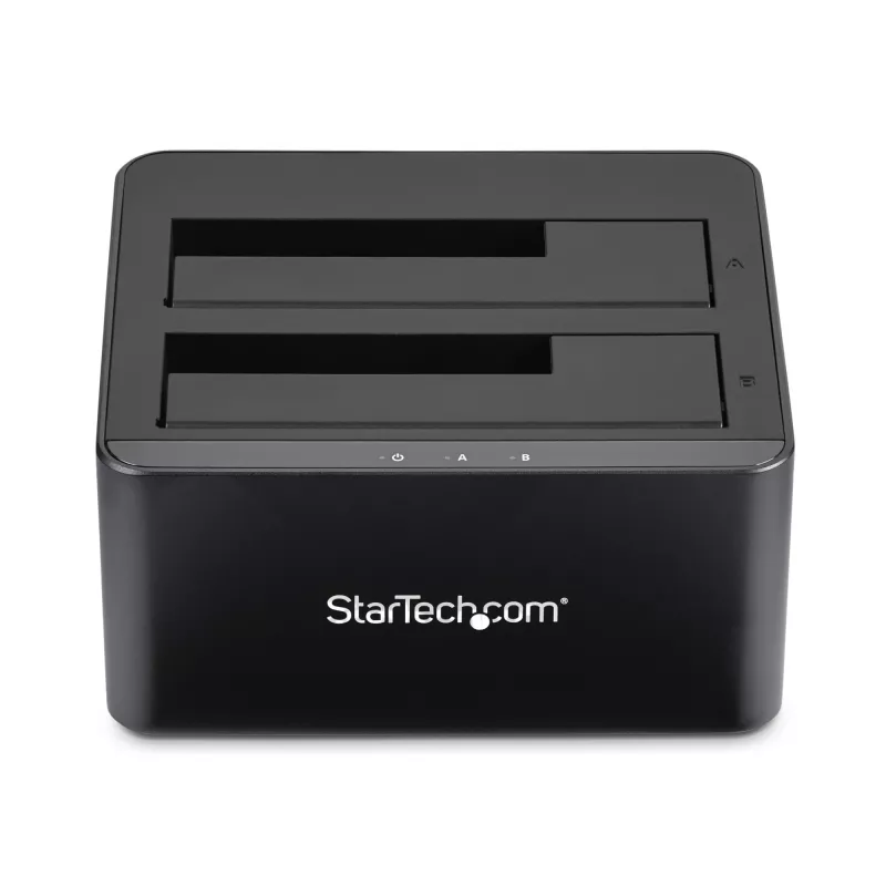 StarTech.com dviejų lizdų USB 3.0 į SATA kietojo disko dokų stotelė, USB kietojo disko dokas, išorinė 2,5/3,5 colio SATA I/II/III SSD/HDD dokų stotelė, karštai keičiami kietojo disko lizdai, įkrovimas iš viršaus