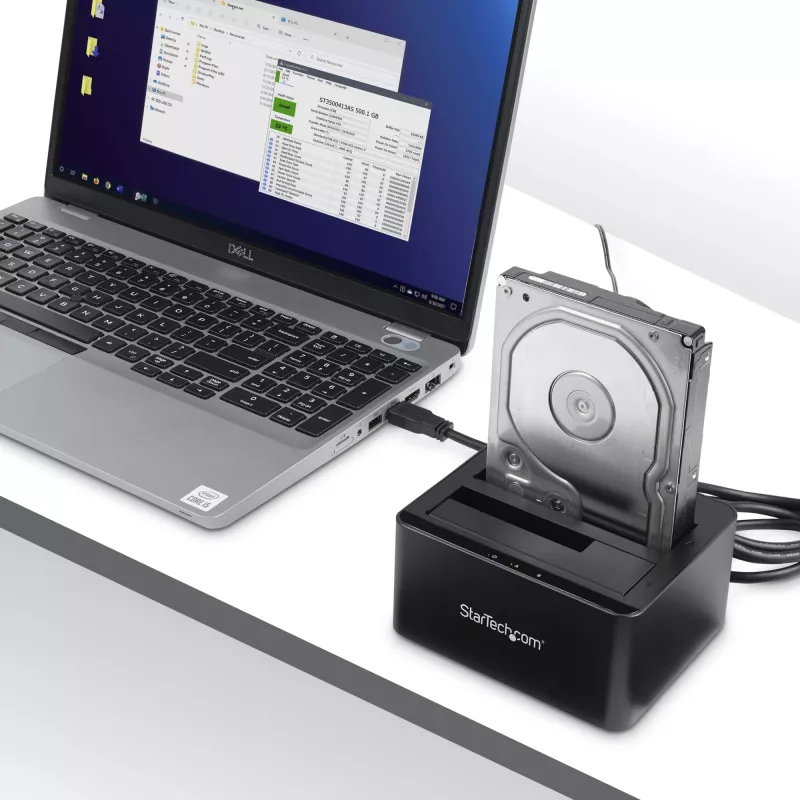 StarTech.com dviejų lizdų USB 3.0 į SATA kietojo disko dokų stotelė, USB kietojo disko dokas, išorinė 2,5/3,5 colio SATA I/II/III SSD/HDD dokų stotelė, karštai keičiami kietojo disko lizdai, įkrovimas iš viršaus