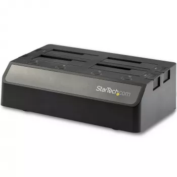 StarTech.com 4-jų lizdų USB į SATA standžiųjų diskų dokas, USB 10 Gbps, išorinis 2,5 colio ir 3,5 colio SSD / HDD dokas, SATA III, karštas keitimas, viršutinis įkrovimas