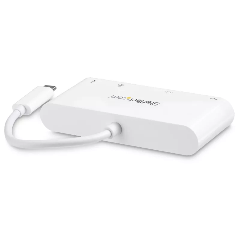 StarTech.com USB-C kelių prievadų adapteris – USB-C į DVI-D (skaitmeninį) vaizdo adapteris su 60 W Power Delivery įkrovimo perdavimu, GbE, USB-A – nešiojamas USB Type-C / Thunderbolt 3 mini nešiojamojo kompiuterio dokas