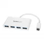 StarTech.com 4 prievadų USB C šakotuvas su 4x USB-A prievadais (USB 3.0 SuperSpeed 5Gbps) – maitinamas iš USB magistralės – nešiojamas USB-C į USB-A adapteris – USB 3.2 Gen 1 Type-C – baltas
