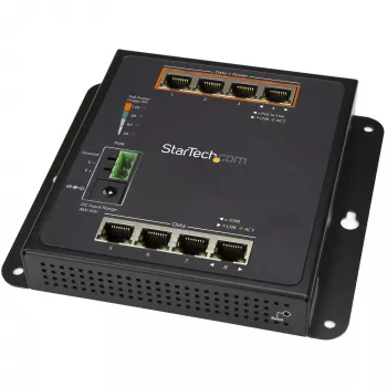 StarTech.com Pramoninis 8 prievadų Gigabit PoE jungiklis - 4 x PoE+ 30W - Maitinimas per Ethernet - Grūdintas GbE L2 valdomas jungiklis - Atsparus didelės galios tinklo jungiklis IP-30/-40°C iki +75°C - TAA