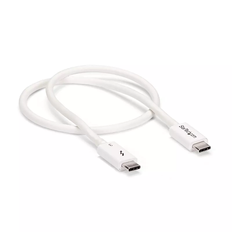 StarTech.com Thunderbolt 3 kabelis – 40Gbps – 0,5 m – baltas – suderinamas su Thunderbolt, USB ir DisplayPort