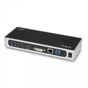 StarTech.com USB 3.0 Dock su dviem monitoriais – HDMI ir DVI/VGA, 6 prievadų USB 3.1 Gen 1 5Gbps šakotuvas, GbE, garsas – universalus Type-A dokas, Windows ir Mac