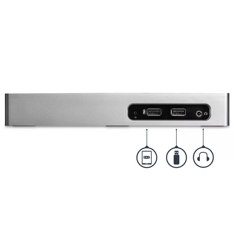 StarTech.com USB 3.0 Dock su dviem monitoriais – HDMI ir DVI/VGA, 6 prievadų USB 3.1 Gen 1 5Gbps šakotuvas, GbE, garsas – universalus Type-A dokas, Windows ir Mac