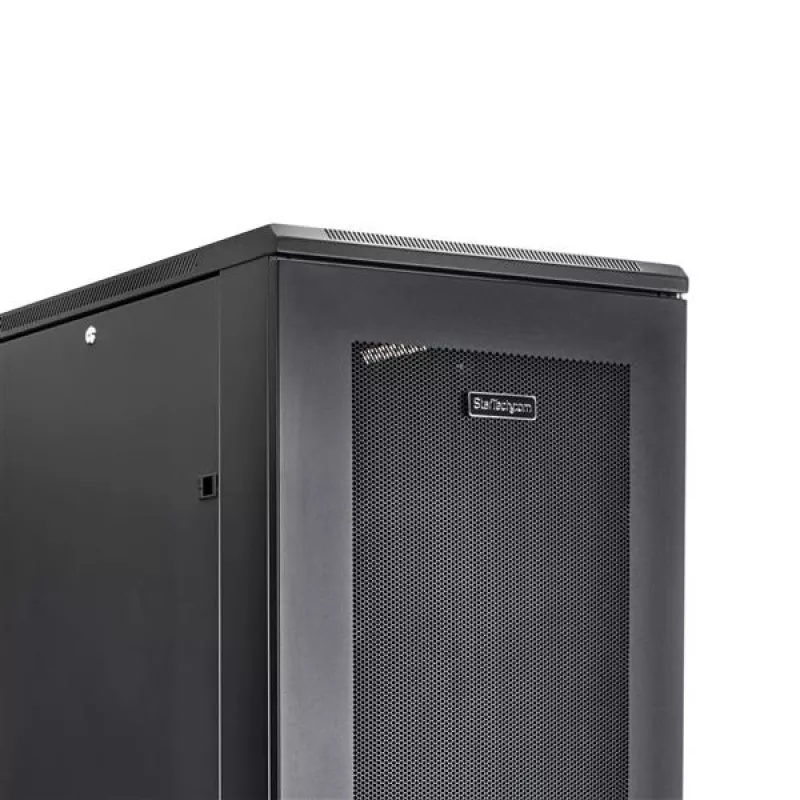 StarTech.com 4-Post 42U serverio stovas, 19 colių duomenų stovas kompiuteriams / AV / IT įrangai montuoti, serverio korpusas su ratukais, pilno dydžio pramoninis tinklo saugojimas