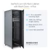 StarTech.com 4-Post 42U serverio stovas, 19 colių duomenų stovas kompiuteriams / AV / IT įrangai montuoti, serverio korpusas su ratukais, pilno dydžio pramoninis tinklo saugojimas