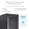 StarTech.com 4-Post 42U serverio stovas, 19 colių duomenų stovas kompiuteriams / AV / IT įrangai montuoti, serverio korpusas su ratukais, pilno dydžio pramoninis tinklo saugojimas