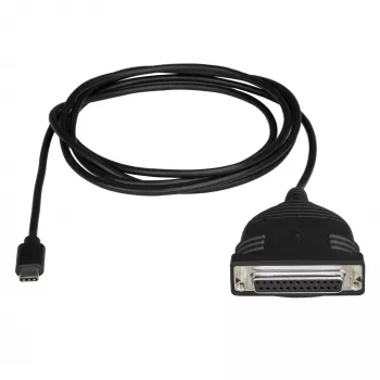 StarTech.com USB-C į lygiagretųjį spausdintuvo kabelį, juodas, USB C, DB25, 1,83 m, Vyriškas/Moteriškas, CE, RoHS