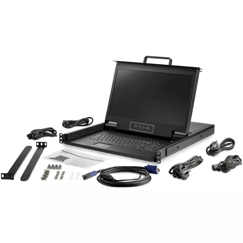StarTech.com 1U LCD KVM konsolė su 17,3 colių HD monitoriumi, VGA, USB, 1080p