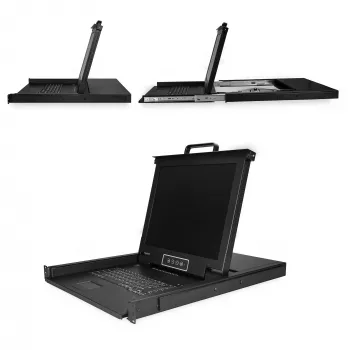 StarTech.com 8 prievadų stelažinis KVM konsolė su 6 pėdų kabeliais - integruotas KVM jungiklis su 17 colių LCD monitoriumi - pilnai įrengtas 1U LCD KVM stalčius - OSD KVM - patvarus 50 000 MTBF - USB + VGA palaikymas