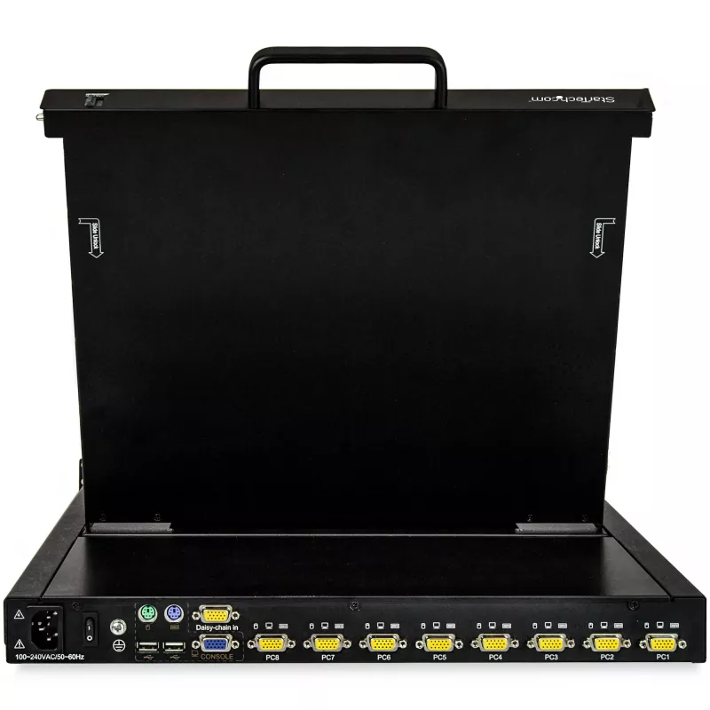 StarTech.com 8 prievadų stelažinis KVM konsolė su 6 pėdų kabeliais - integruotas KVM jungiklis su 17 colių LCD monitoriumi - pilnai įrengtas 1U LCD KVM stalčius - OSD KVM - patvarus 50 000 MTBF - USB + VGA palaikymas