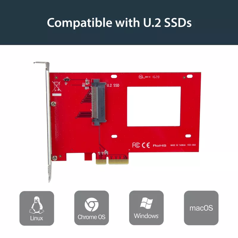 StarTech.com PEX4SFF8639 U.2 į PCIe adapteris 2,5 colio U.2 NVMe SSD – SFF-8639 – x4 PCI Express 4.0