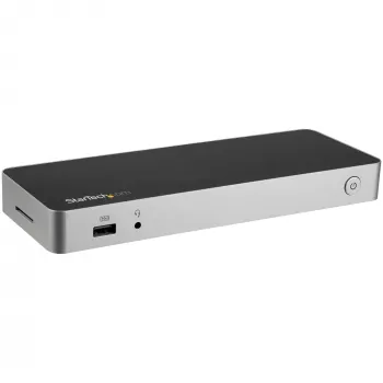 StarTech.com USB-C Dock – Dviejų monitorių HDMI ir DisplayPort 4K 30Hz – USB Type-C nešiojamojo kompiuterio dokas su 60W įkrovimu, SD, 4 prievadų USB-A 3.0 šakotuvu, GbE, garsu – suderinamas su Thunderbolt 3