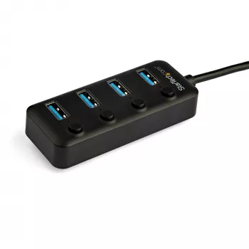 StarTech.com 4 prievadų USB-C šakotuvas - USB-C į 4x USB 3.0 Type-A prievadus su atskirais įjungimo/išjungimo jungikliais - SuperSpeed 5Gbps USB 3.2 Gen 1 - maitinamas iš USB - nešiojamas - 25 cm pritvirtintas kabelis