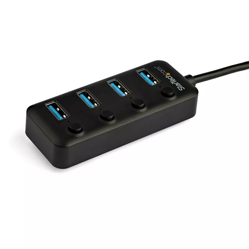 StarTech.com 4 prievadų USB-C šakotuvas - USB-C į 4x USB 3.0 Type-A prievadus su atskirais įjungimo/išjungimo jungikliais - SuperSpeed 5Gbps USB 3.2 Gen 1 - maitinamas iš USB - nešiojamas - 25 cm pritvirtintas kabelis