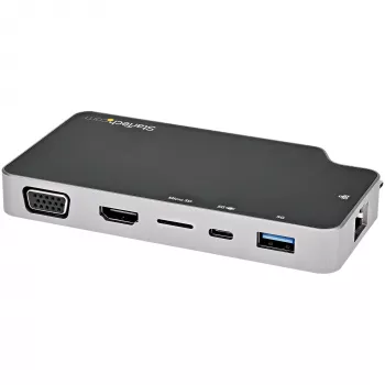 StarTech.com USB-C kelių prievadų adapteris - USB-C į 4K HDMI arba VGA vaizdą su 100W Power Delivery perdavimu, 2 prievadų 10Gbps USB šakotuvas, MicroSD, GbE - USB 3.1 Gen 2 Type-C mini/kelioninis dokas