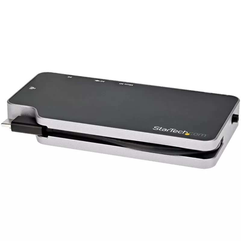 StarTech.com USB-C kelių prievadų adapteris - USB-C į 4K HDMI arba VGA vaizdą su 100W Power Delivery perdavimu, 2 prievadų 10Gbps USB šakotuvas, MicroSD, GbE - USB 3.1 Gen 2 Type-C mini/kelioninis dokas