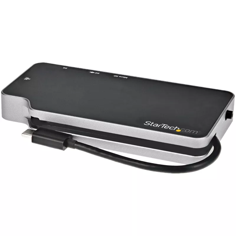 StarTech.com USB-C kelių prievadų adapteris - USB-C į 4K HDMI arba VGA vaizdą su 100W Power Delivery perdavimu, 2 prievadų 10Gbps USB šakotuvas, MicroSD, GbE - USB 3.1 Gen 2 Type-C mini/kelioninis dokas