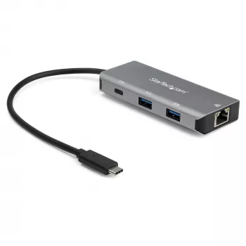 StarTech.com 3 prievadų USB-C šakotuvas su Gigabit Ethernet RJ45 GbE prievadu – 2x USB-A, 1x USB-C – SuperSpeed 10Gbps USB 3.2 Gen 2 Type-C šakotuvas – maitinamas iš USB – aliuminis – veikia su TB3